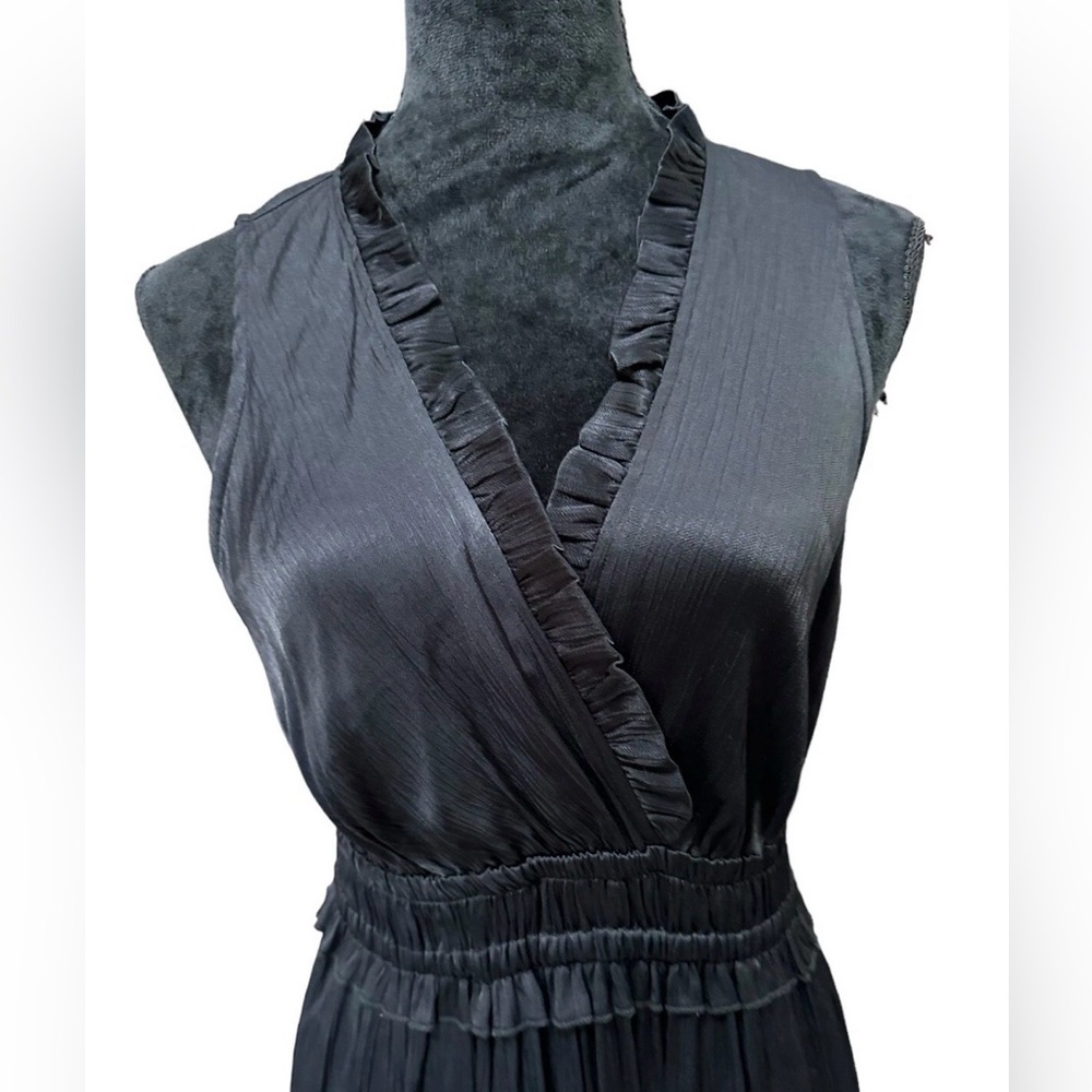 Anthropologie Maeve "La Habana" Black Ruffled V-Neck Dress Size Small​ - Picture 4 of 10